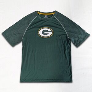 Green Bay Packers Majestic Cool Base T-Shirt Men's Large Green Heathered Raglan